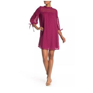 Susina Mock Neck Tie Quarter Sleeve Chiffon dress